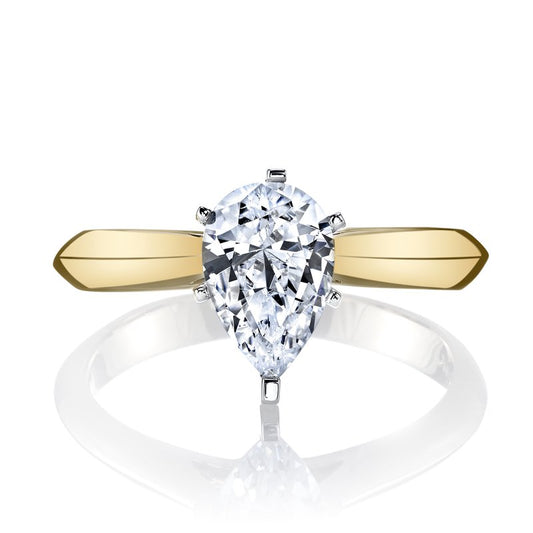 14k Two-Tone Solitaire Set With 3.00 CRT Pear Shape Lab-Grown Diamond