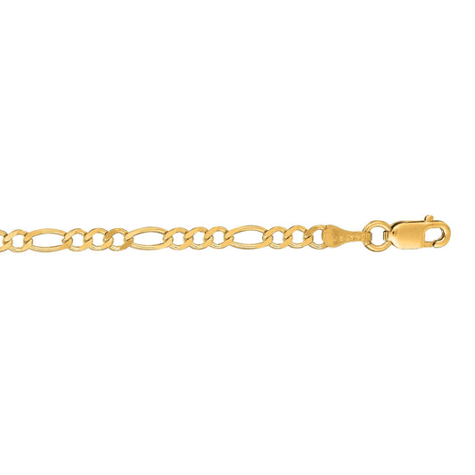 14k Yellow Gold 2.8mm Figaro Anklet