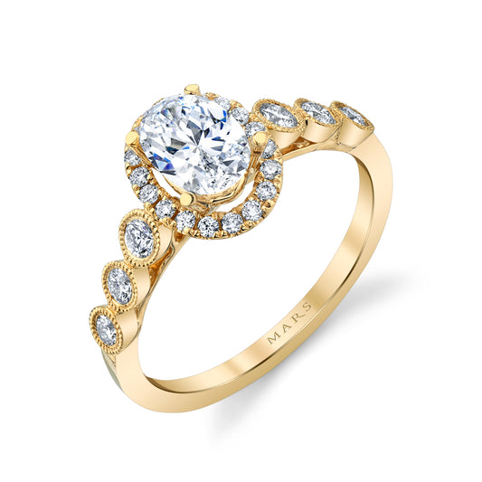 Mars Oval Engagement Ring 14K Yellow Gold