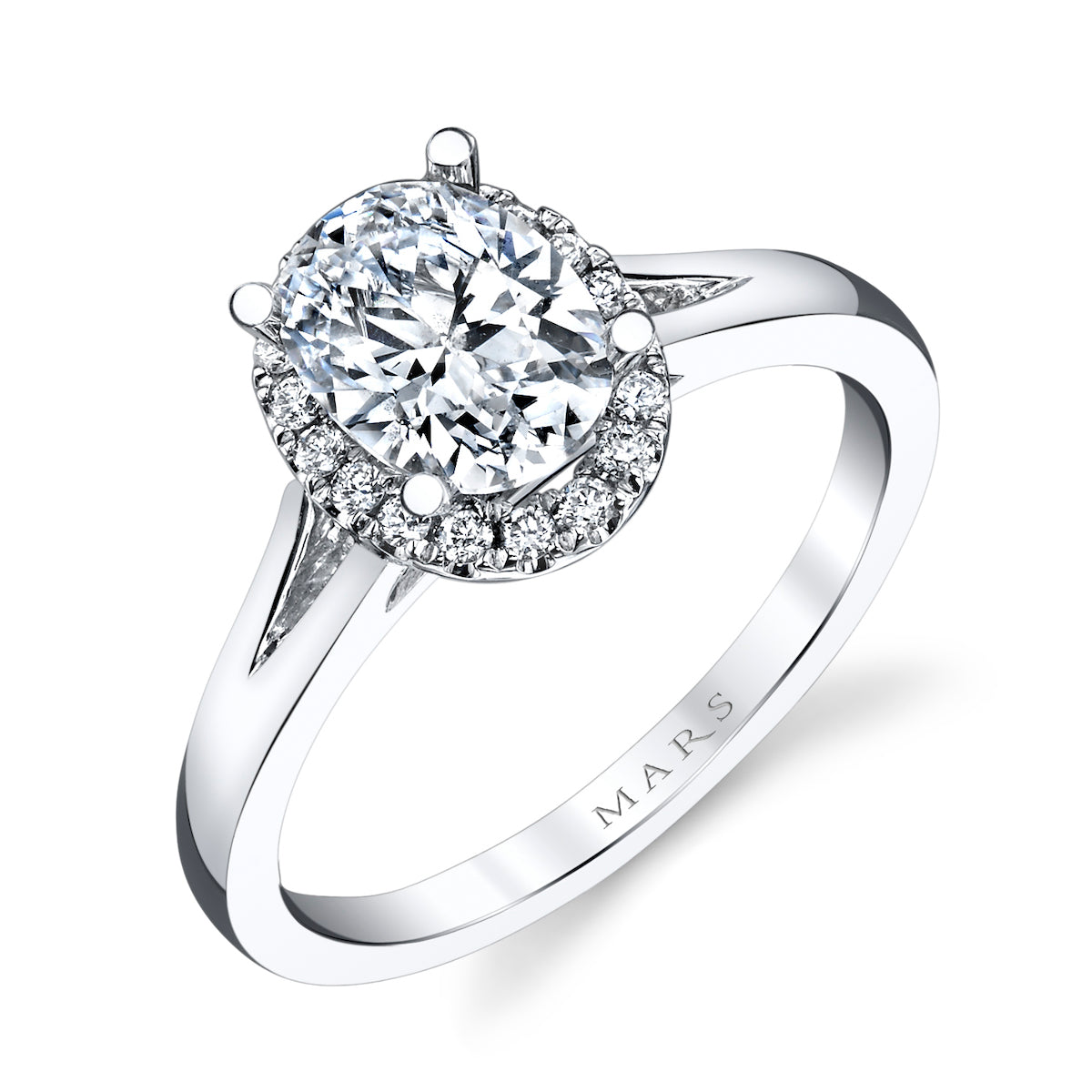 Mars Oval Engagement Ring 14K White Gold