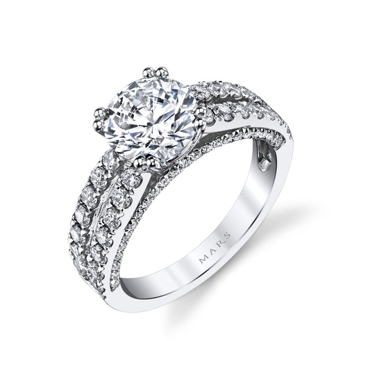 Mars Round Engagement Ring 14K White Gold