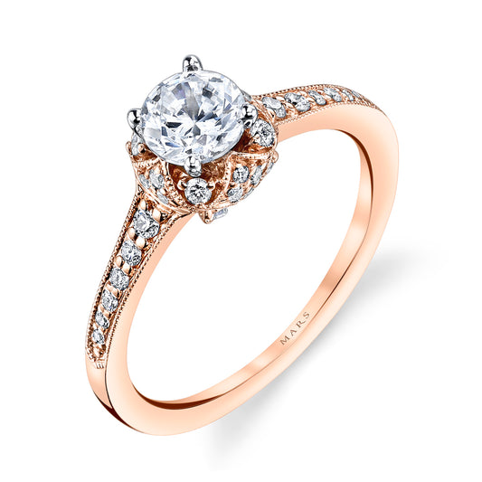 Mars Round Engagement Ring 14K Rose Gold