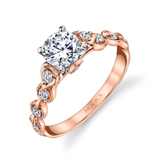 Mars Round Engagement Ring 14K Rose Gold