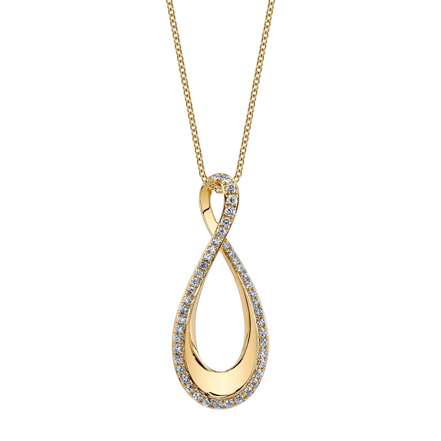 Open Yellow Gold Twist Diamond Pendant