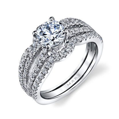 Mars Round Engagement Ring 14K White Gold