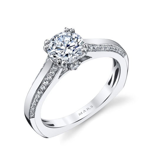 Mars Round Engagement Ring 14K White Gold