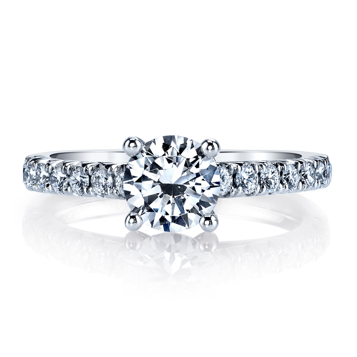 Mars Round Engagement Ring 14K White Gold