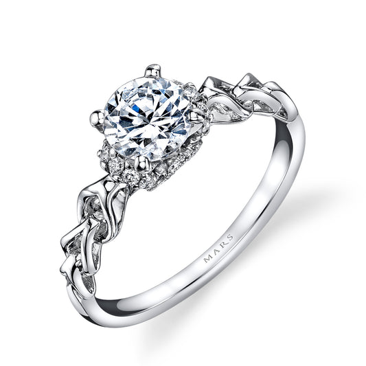 Mars Round Engagement Ring 14K White Gold