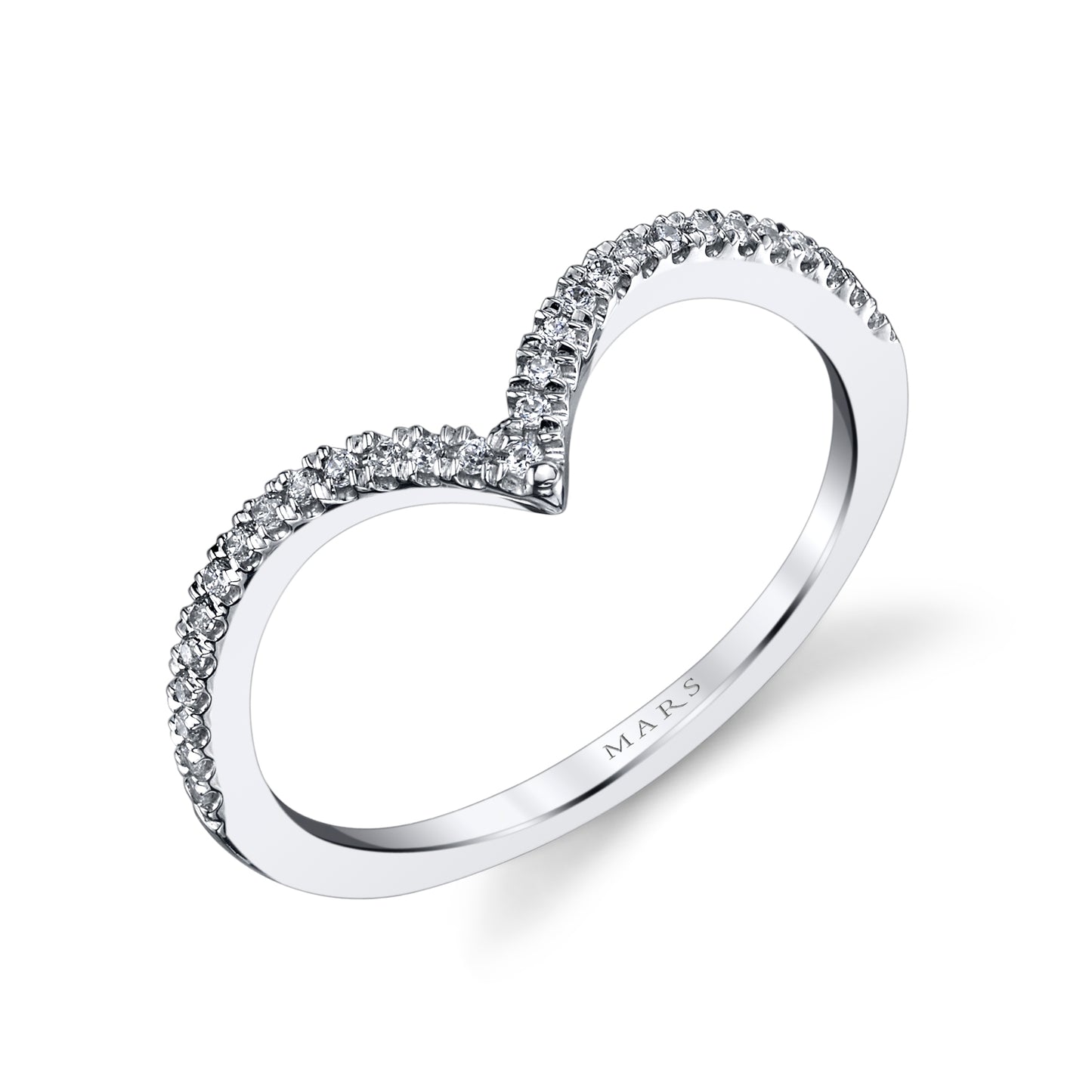 14k White Gold V Diamond Band