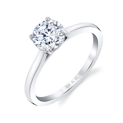 Mars Round Engagement Ring 14K White Gold