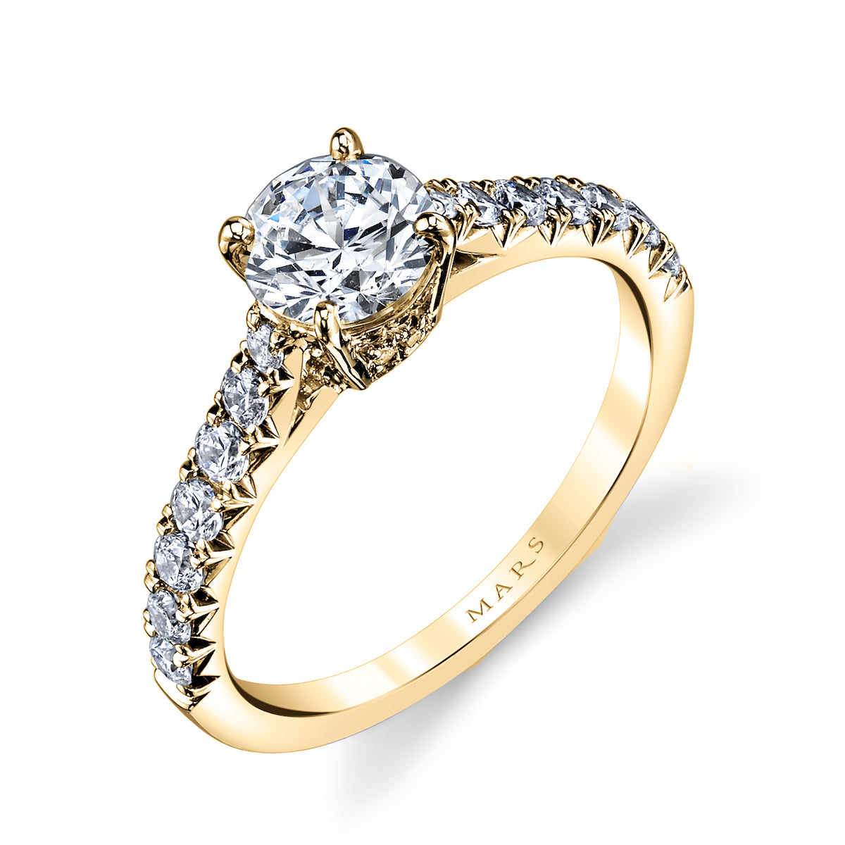 Mars Round Engagement Ring 14K Yellow Gold