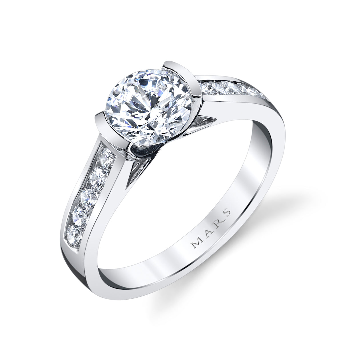 Mars Round Engagement Ring 14K White Gold