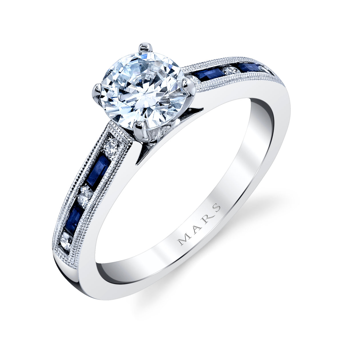 Mars Round Engagement Ring 14K White Gold