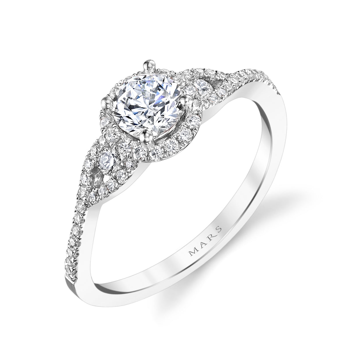 Mars Round Engagement Ring 14K White Gold