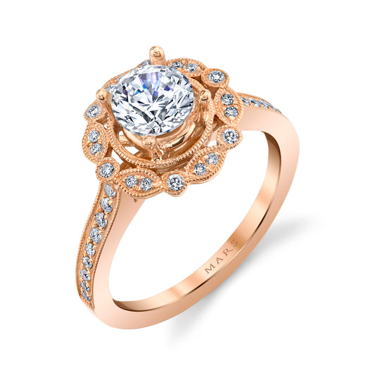 Mars Round Engagement Ring 14K Rose Gold