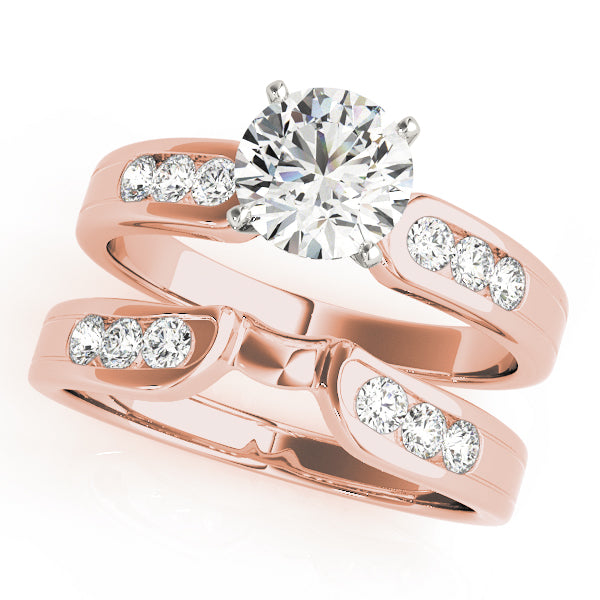 Engagement Ring 14K Rose Gold Channel Set 50002-E