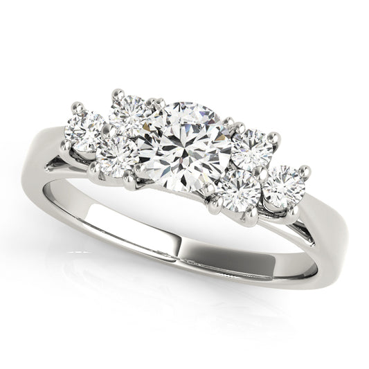 Engagement Ring 18K White Gold Cluster Sides 50055-E
