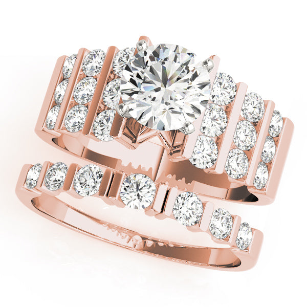 Engagement Ring 14K Rose Gold MultiRow 50059-E