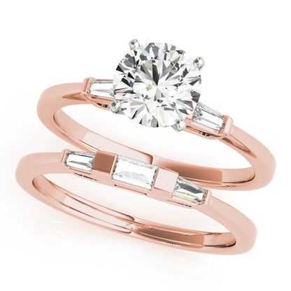 Engagement Ring 14K Rose Gold 3 Stone 50074-E