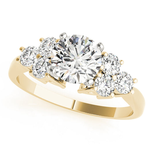 Engagement Ring 18K Yellow Gold Cluster Sides 50154-E