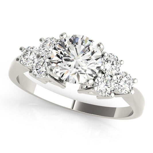 Engagement Ring 18K White Gold Cluster Sides 50154-E