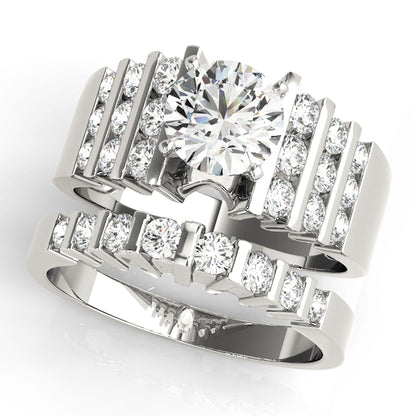 Engagement Ring 14K White Gold MultiRow 50175-E