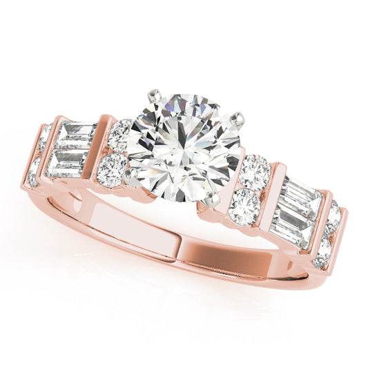 Engagement Ring 18K Rose Gold Baguette 50189-E