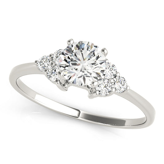 Engagement Ring 18K White Gold Cluster Sides 50240-E