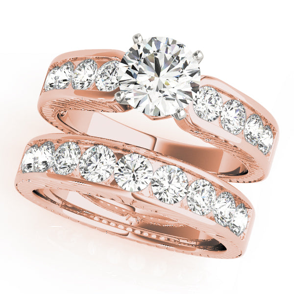 Engagement Ring 14K Rose Gold Channel Set 50255-E