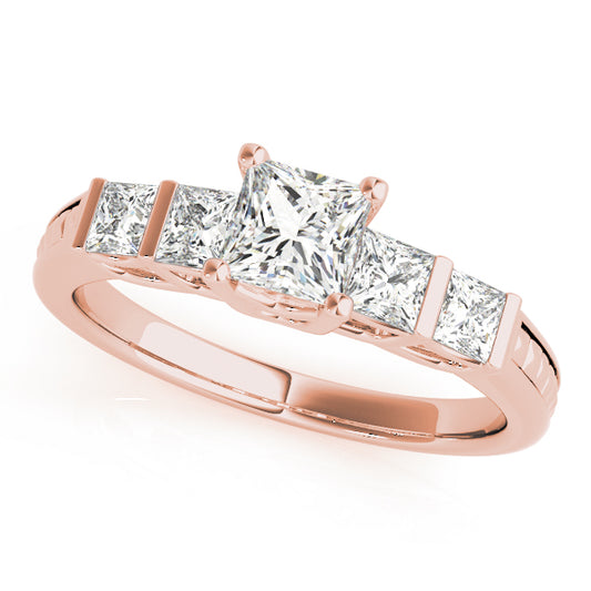 Engagement Ring 18K Rose Gold Baguette 50268-E