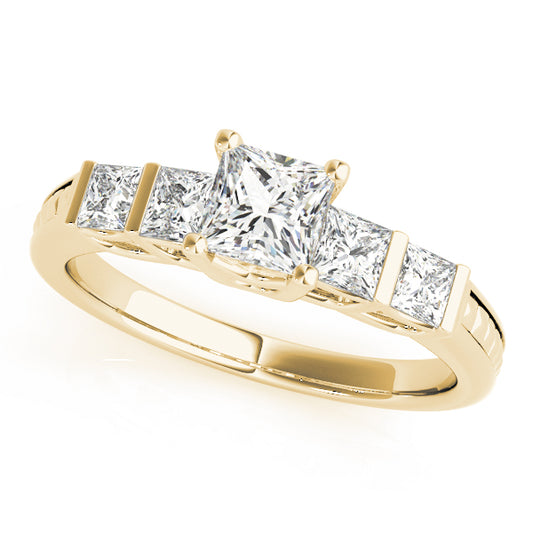 Engagement Ring 18K Yellow Gold Baguette 50268-E