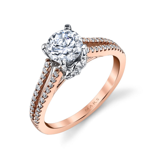 Mars Round Engagement Ring 14K Rose Gold