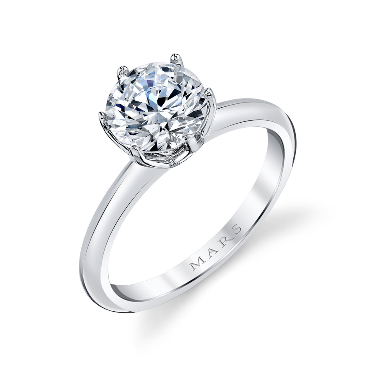 Mars Round Engagement Ring 14K White Gold