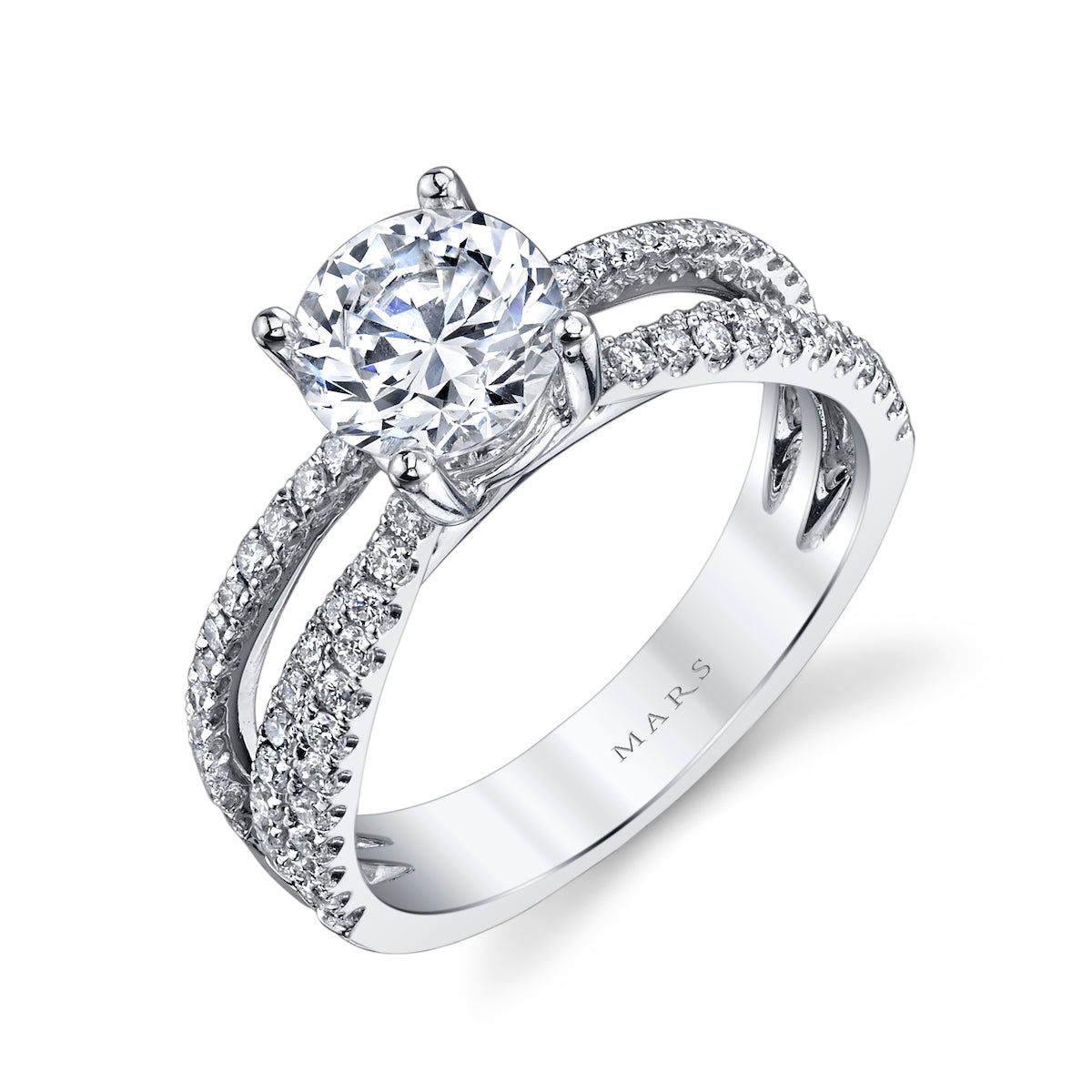 Mars Round Engagement Ring 14K White Gold