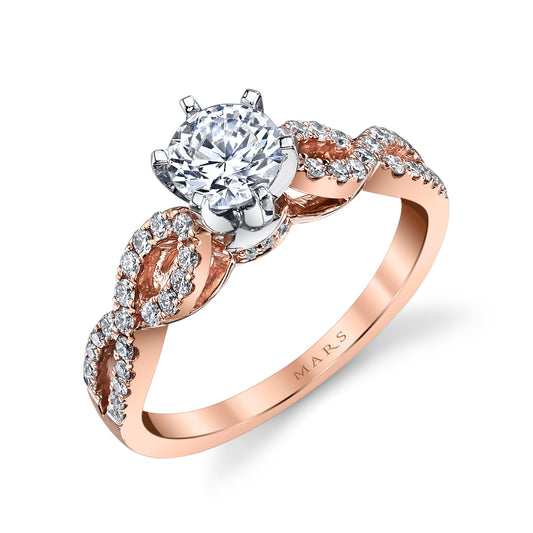 Mars Round Engagement Ring 14K Rose Gold