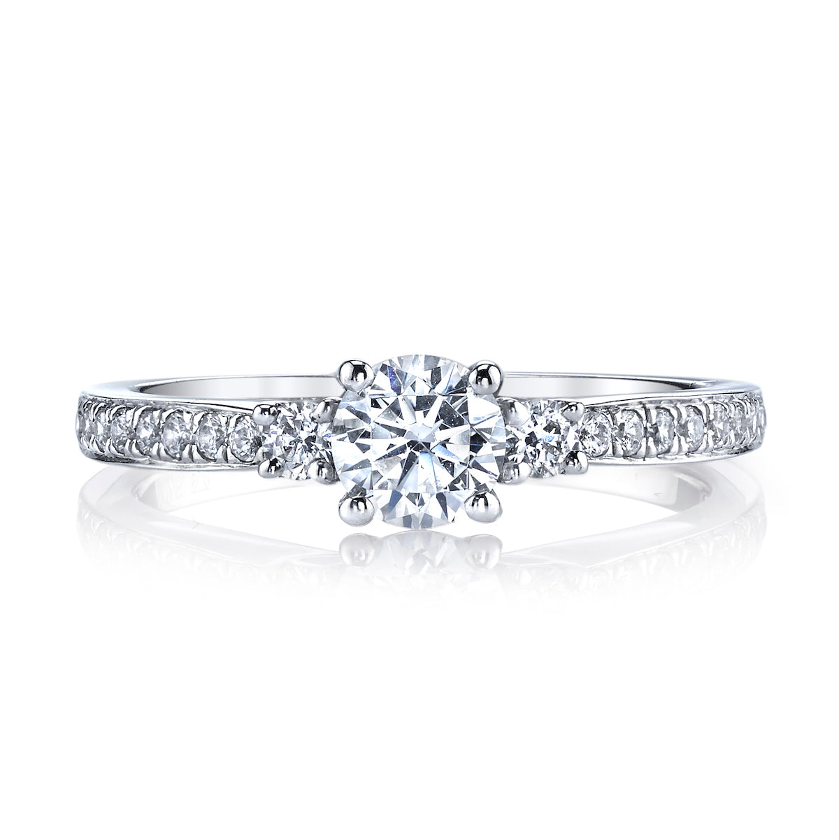 Mars Round Engagement Ring 14K White Gold