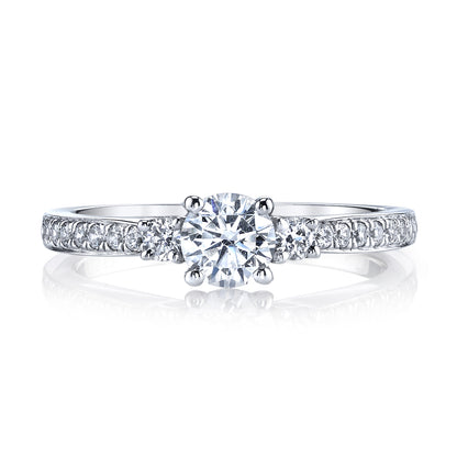 Mars Round Engagement Ring 14K White Gold