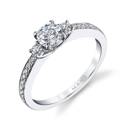 Mars Round Engagement Ring 14K White Gold