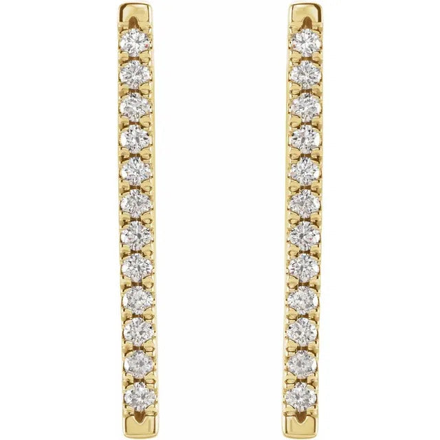 14k Gold Diamond Frech Set Earrings