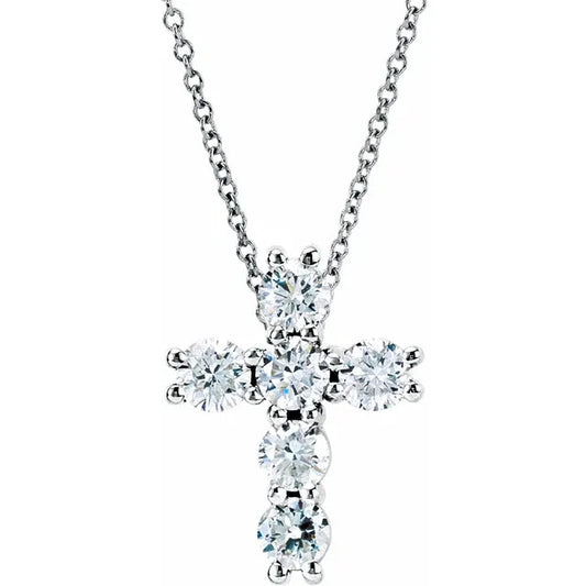 14k Diamond Cross Necklace 0.75 CRT Lab-Grown Diamond 18"