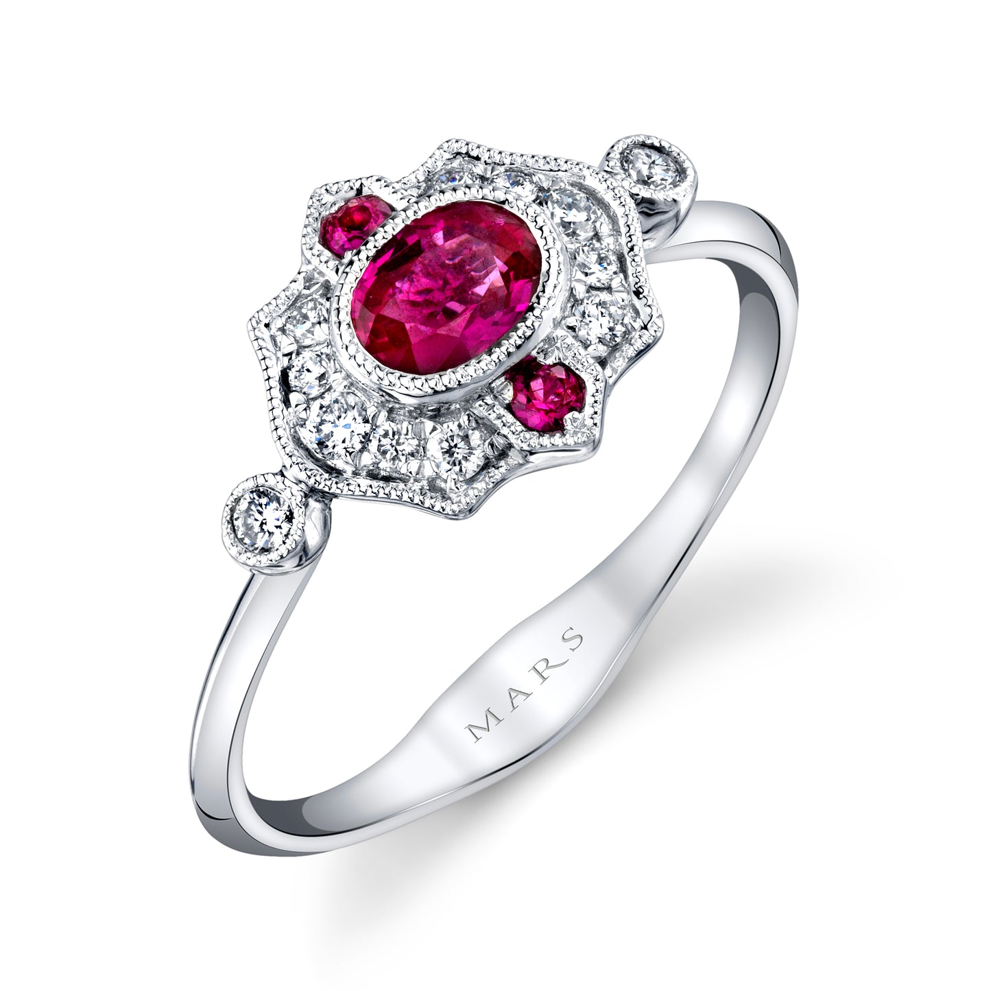 0.52 CRT Ruby with Diamonds Vintage Band