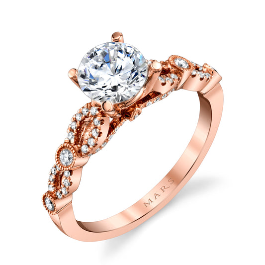 Mars Round Engagement Ring 14K Rose Gold