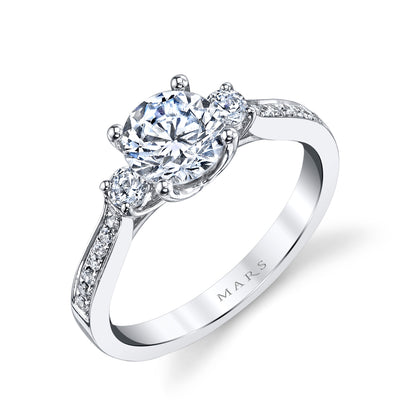 Mars Round Engagement Ring 14K White Gold