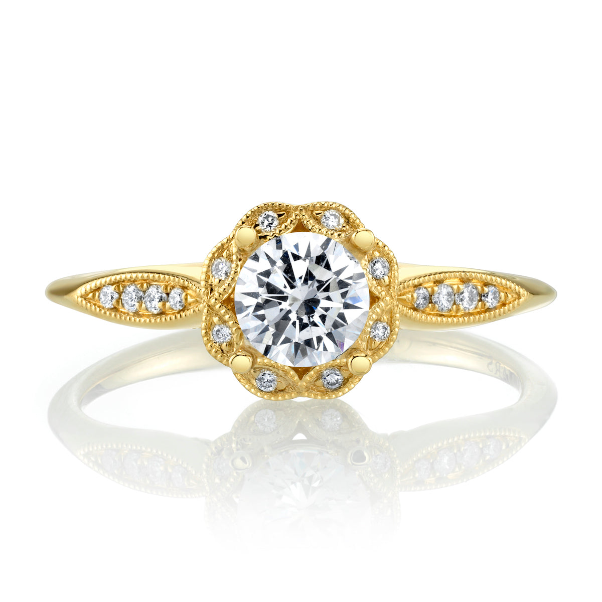 Mars Round Engagement Ring 14K Yellow Gold