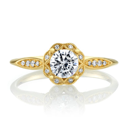 Mars Round Engagement Ring 14K Yellow Gold