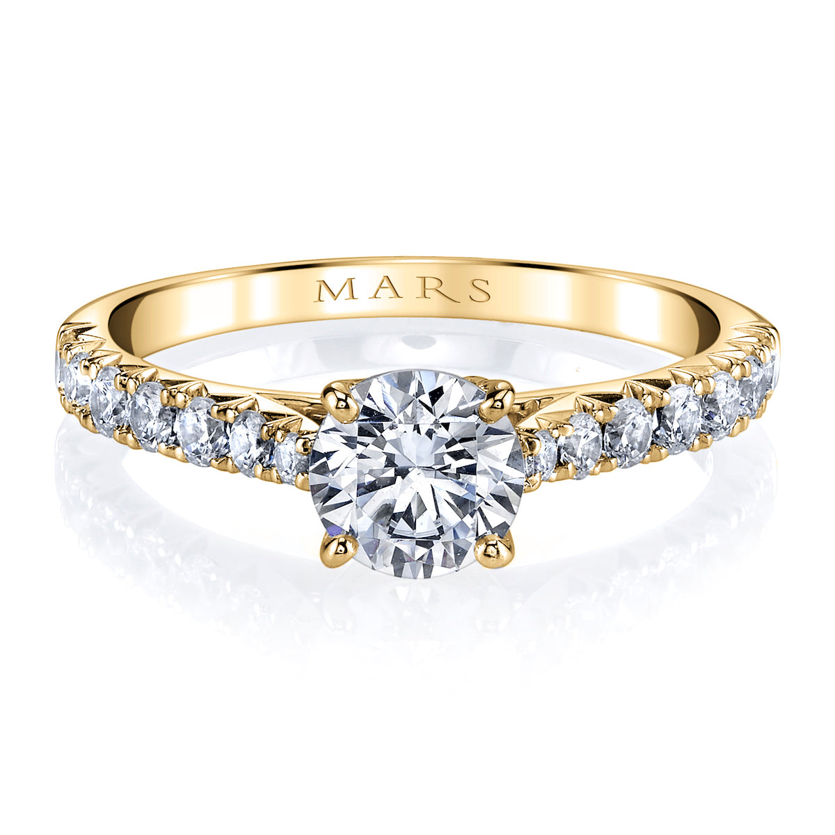 Mars Round Engagement Ring 14K Yellow Gold