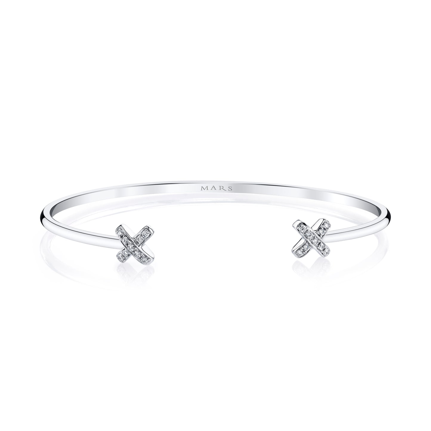 White Gold Diamond Crisscross Cuff Bracelet