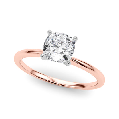 Engagement Ring 14k Solitaire 85121-E-Cushion-14k Rose Gold