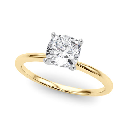 Engagement Ring 14k Solitaire 85121-E-Cushion-14k Yellow Gold