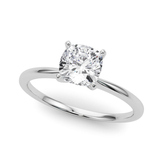 Engagement Ring 14k Solitaire 85121-E-Cushion-14k White Gold